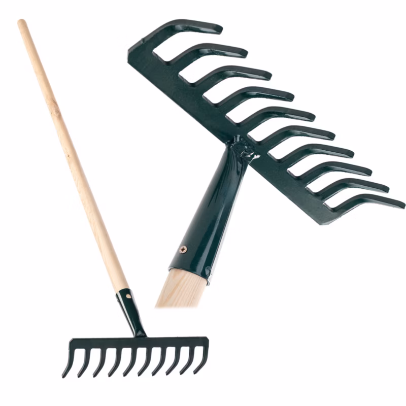 Grabie KADAX Do Liści Gleby Trawy Z Drewnianym Trzonkiem metalowe 10 Zębów 126cm 1szt.