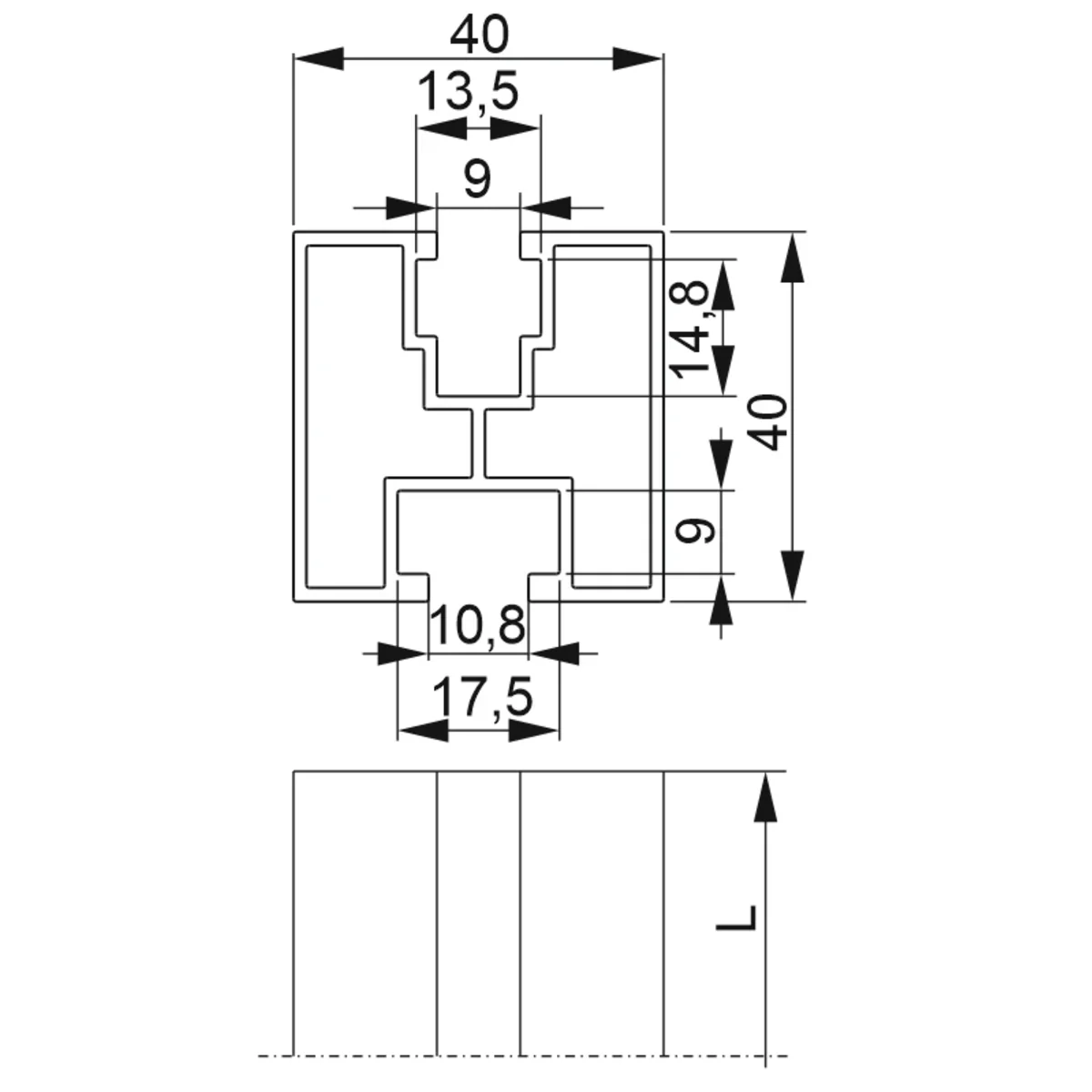 PAL40H40/3,15 Profil aluminiowy gr. blachy – 1,5 mm 894631