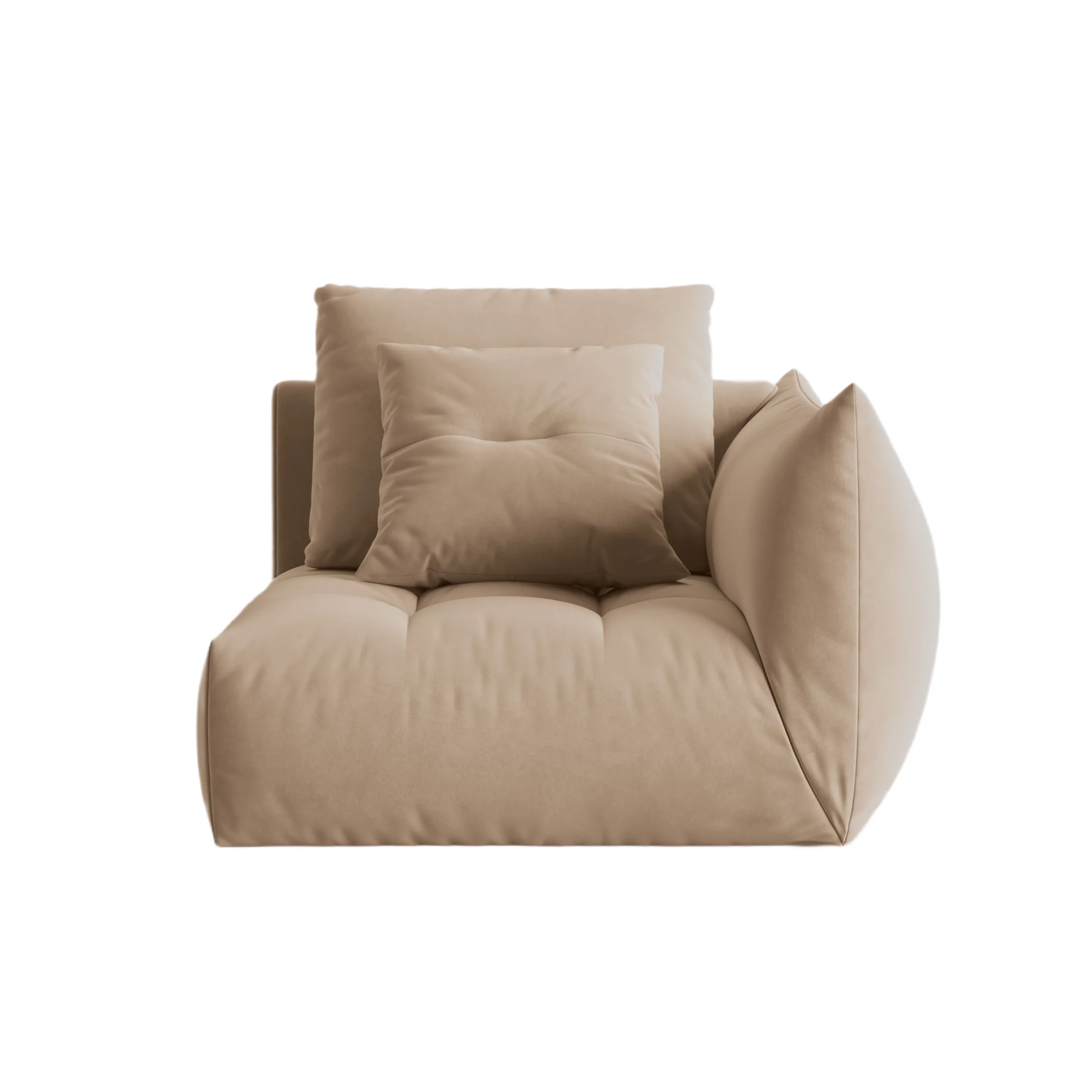 Sofa modułowa aksamitna BLOOM – element prawostronny piaskowy