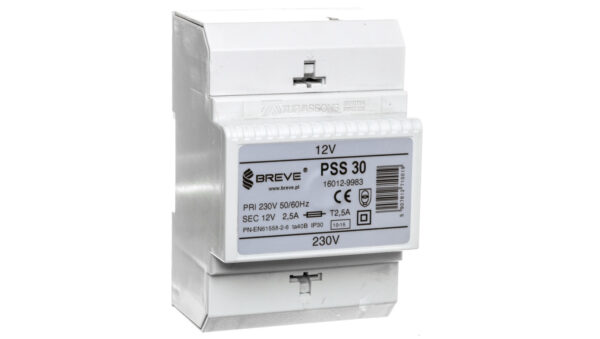 Transformator 1-fazowy modułowy bezpieczeństwa PSS 30 230/ 12V 2,5A, na szynę DIN, IP30, Ta 40, 16012-9983
