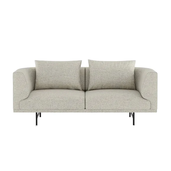 Sofa 2-osobowa CHIMNEY jasnoszary boucle z czarną podstawą
