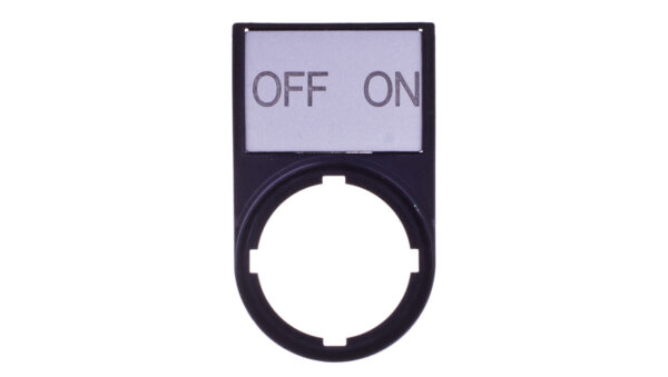 Tabliczka opisowa OFF-ON 50x30mm czarna prostokątna M22S-ST-GB10 216499