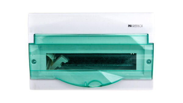 Rozdzielnica modułowa 1×6 natynkowa GREEN BOX RN 1/6 drzwi transparentne dymne N+PE IP4 2351-01