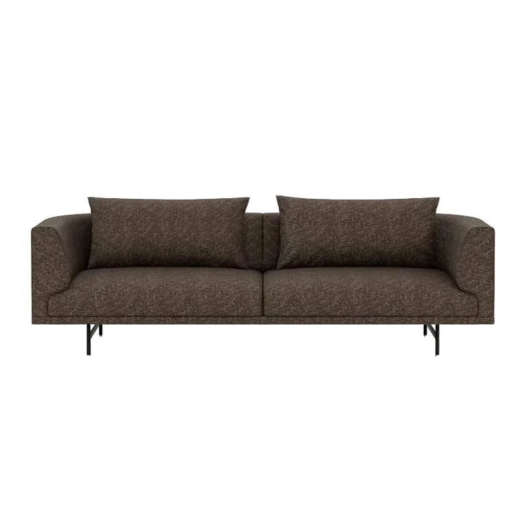 Sofa 3-osobowa CHIMNEY brązowy boucle z czarną podstawą