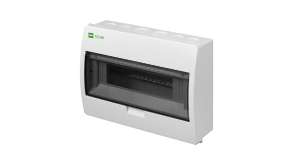 Rozdzielnica modułowa Elegant 1×12 natynkowa IP40 RN N+PE biała drzwi transparentne dymne 2403-01