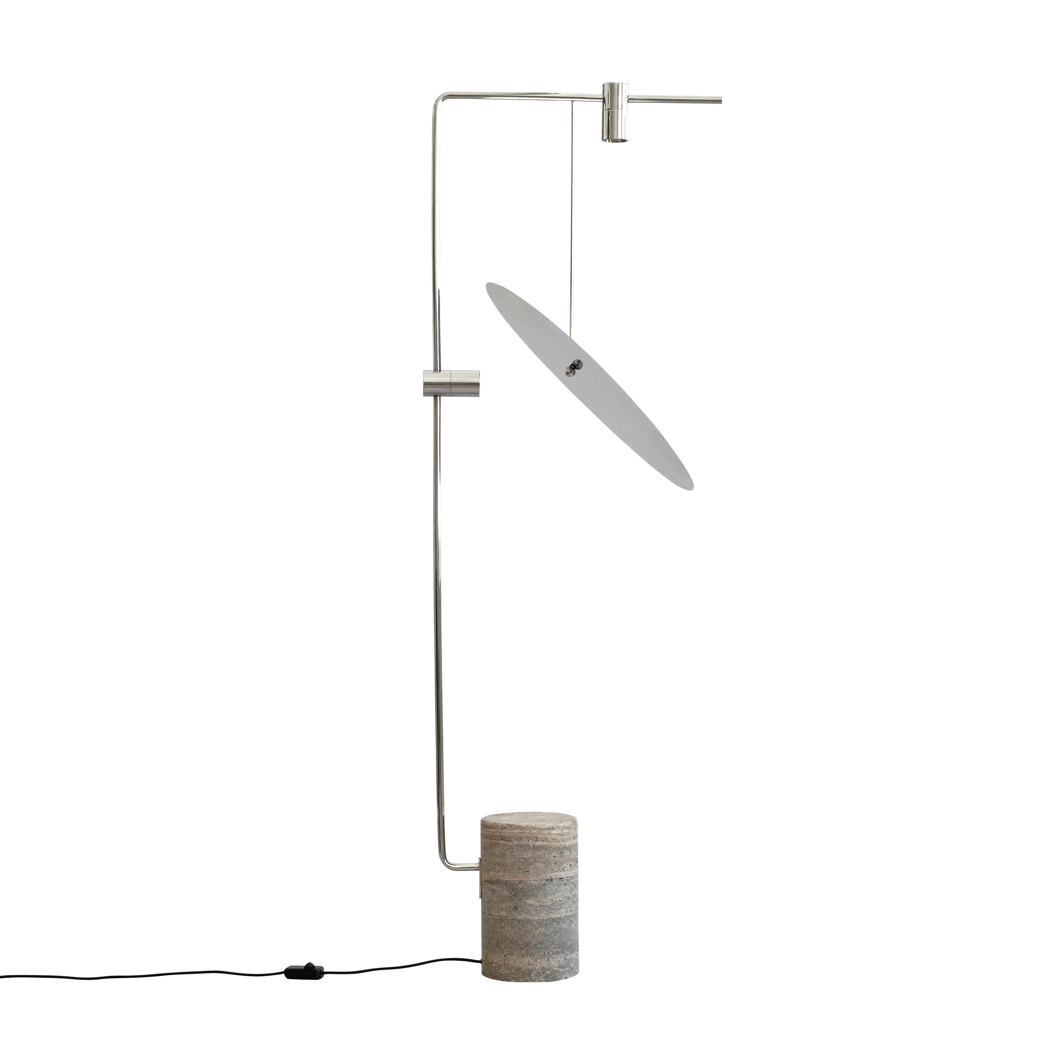 Lampa podłogowa MOON chrom i trawertyn