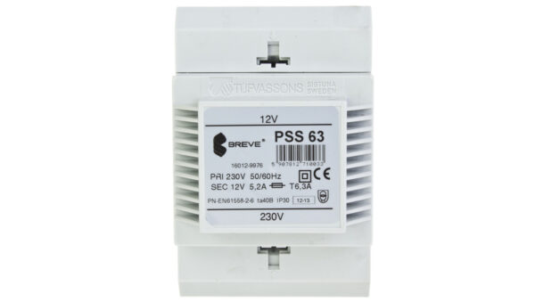Transformator 1-fazowy modułowy bezpieczeństwa PSS 63 230/ 12V 5,2A, na szynę DIN, IP30, Ta 40, 16012-9976