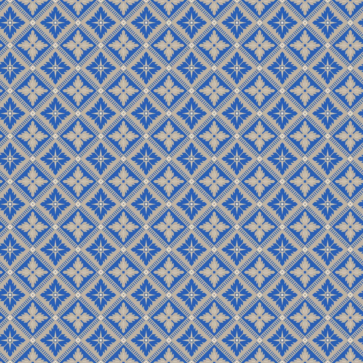 Tapeta flizelinowa papierowa z geometrycznym wzorem LOKA niebieski z beżem