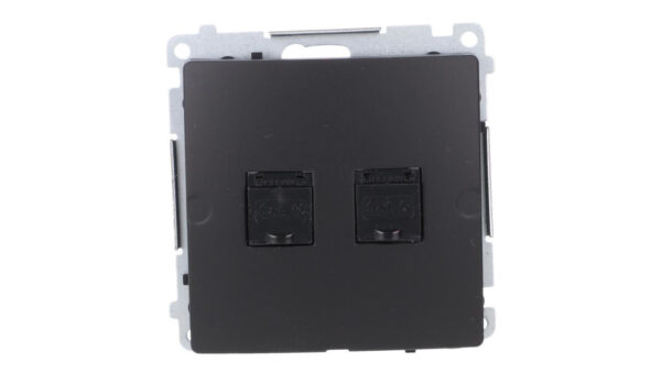 Simon Basic Gniazdo komputerowe RJ45, kat 6, podwójne z przesłoną przeciwkurzową (moduł) czarny BM62.01/49