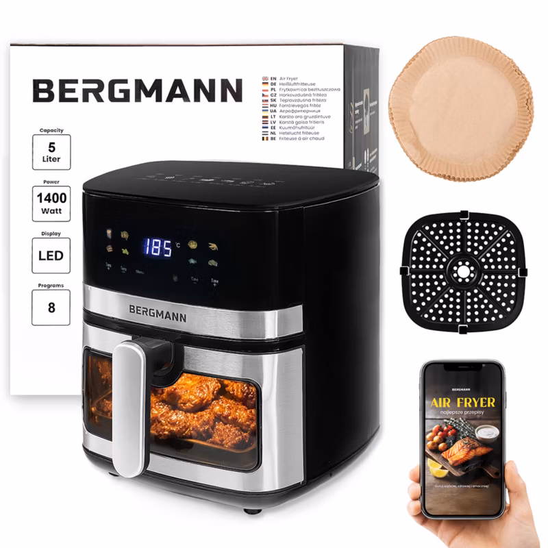 Frytkownica beztłuszczowa BERGMANN AirFryer 5l 1400W 1szt.