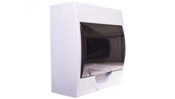 Rozdzielnica modułowa tworzywo 1×8 natynkowa IP40 IK06 N+PE II klasa drzwi transparentne szare DB108S 1X8P/SMD biały 3832