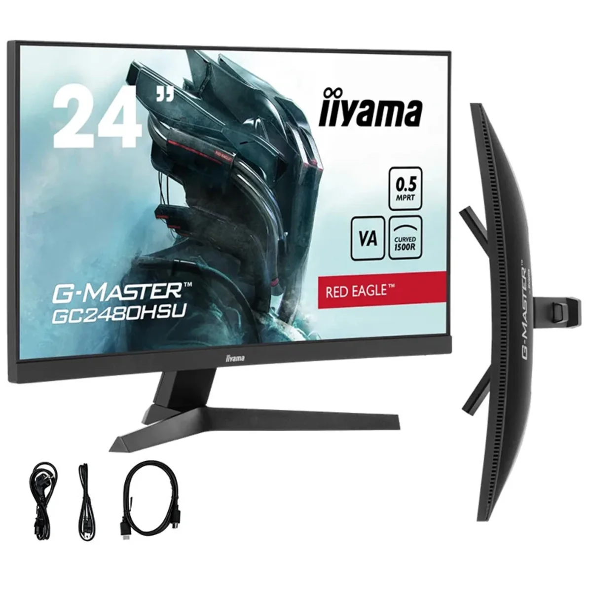 Monitor iiyama G-Master GC2480HSU-B1 Red Eagle 24″ zakrzywiony VA LED, 180Hz, 0.5ms, /2xHDMI, DP/ AdaptiveSync HDR GC2480HSU-B1