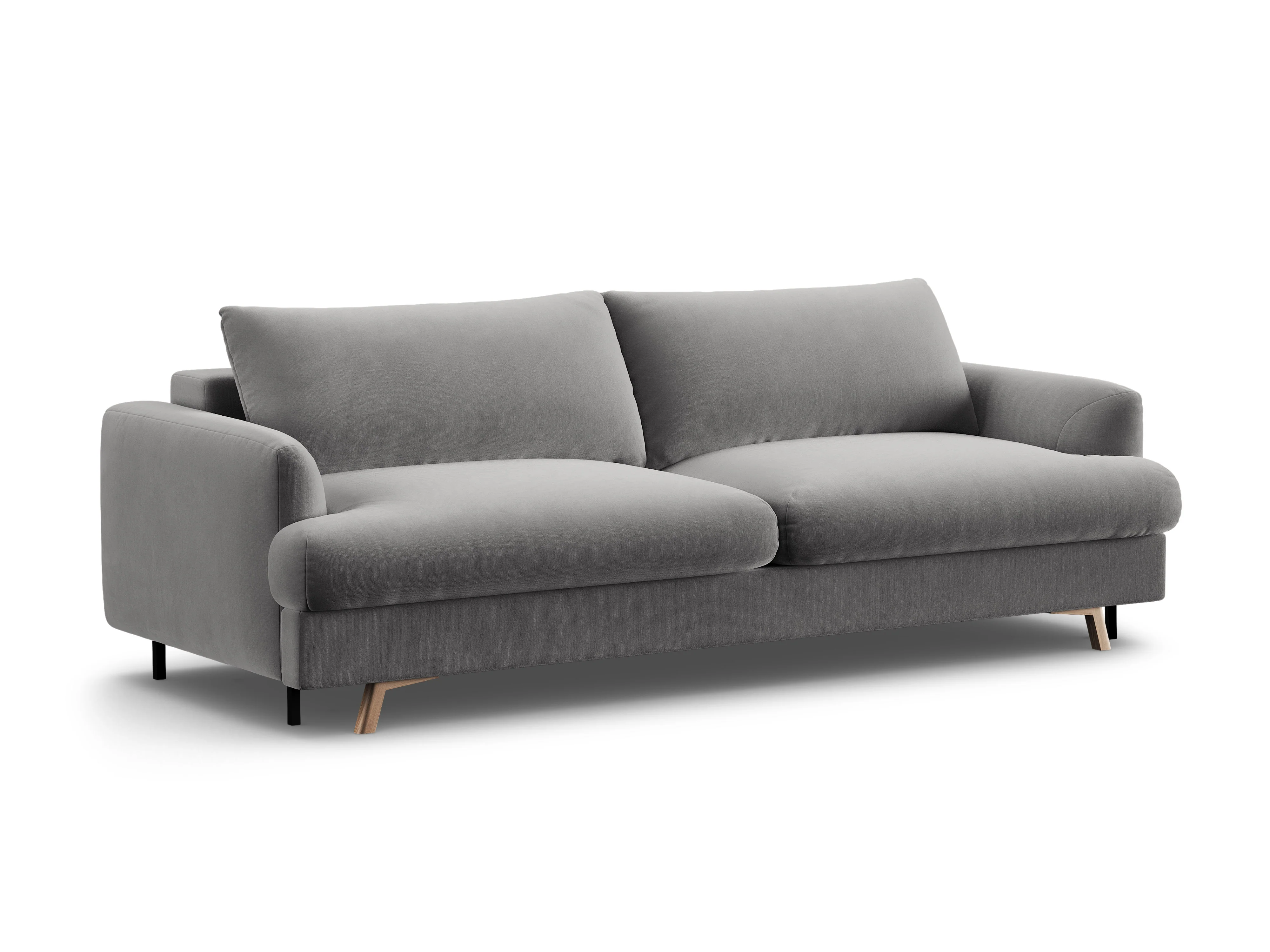 Sofa aksamitna 3-osobowa z funkcją spania NAOMI szary