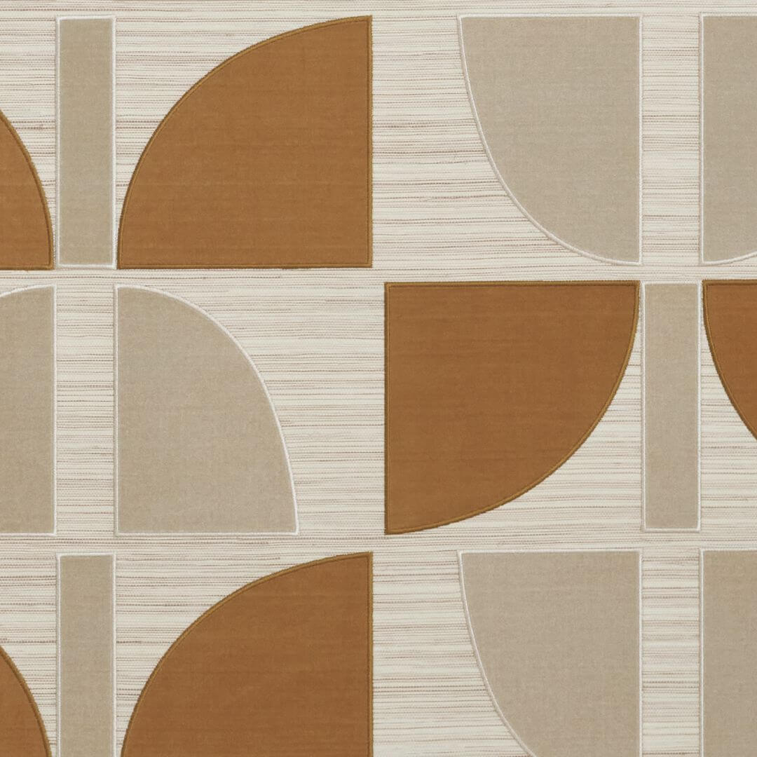 Tapeta z włókna roślinnego z geometrycznym wzorem HIKARI – BEIGE OCRE beżowy z pomarańczowym