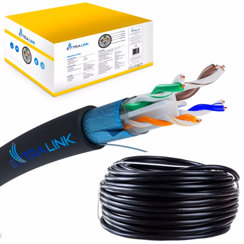 Kabel sieciowy skrętka Extralink CAT6 FTP (F/UTP) V2 Zewnętrzny 305M 1szt