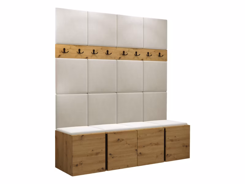 Garderoba MIRJAN 24 Orion V dąb artisan/czarny + beżowy 1 kpl.