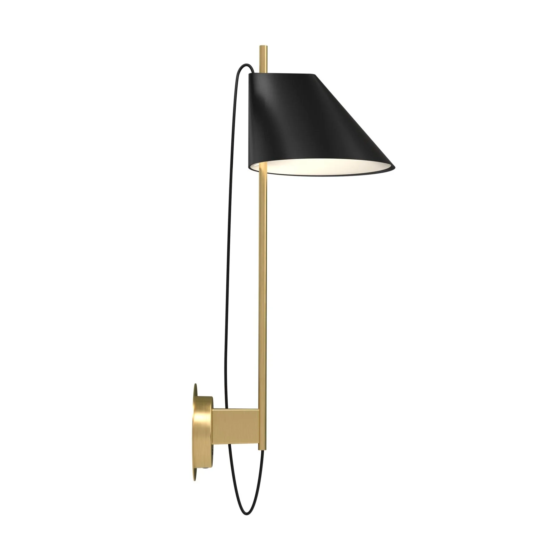 Lampa ścienna YUH czarny z mosiężną podstawą