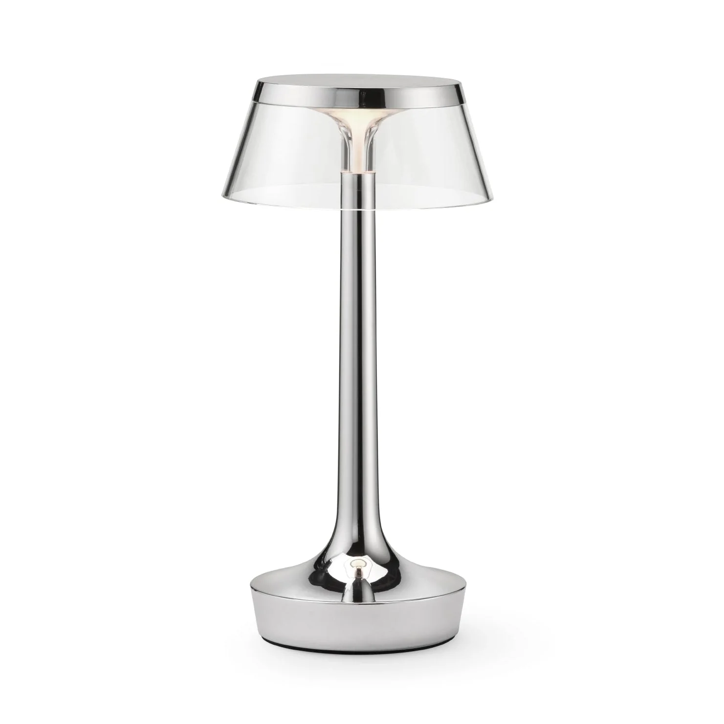 Lampa przenośna BON JOUR UNPLUGGED chromowany z transparentnym abażurem