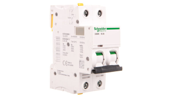 Wyłącznik nadprądowy 2P B 2A 6kA AC iC60N-B2-2 Acti9 A9F03202
