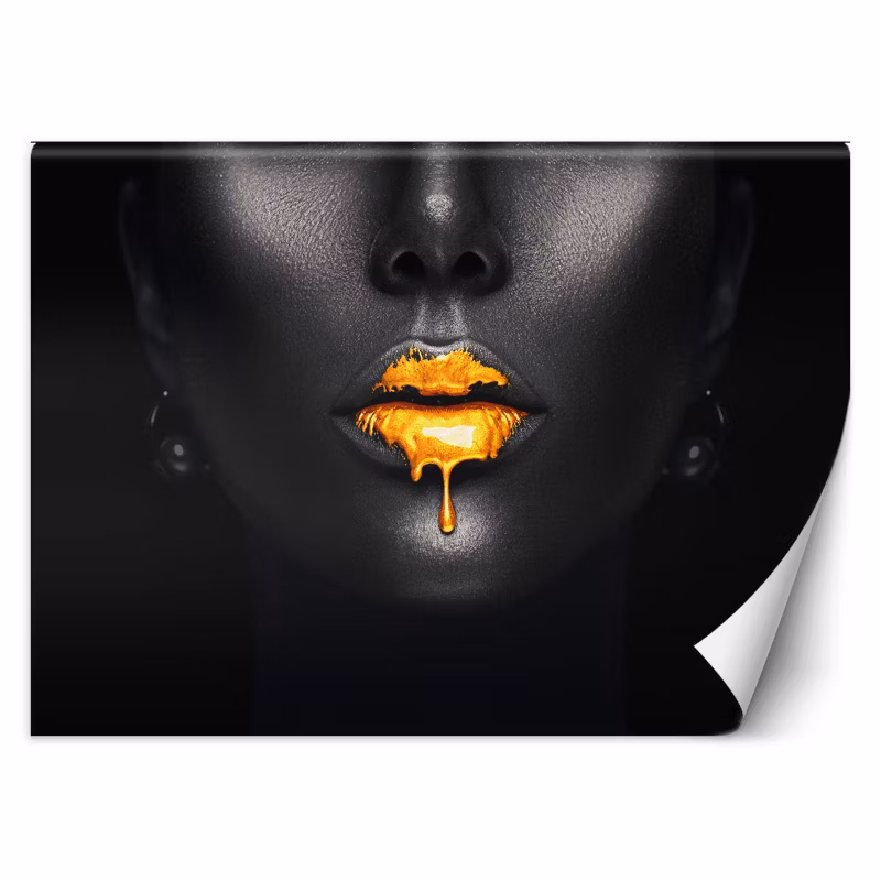 Fototapeta Feeby Złote Usta Kobieta Styl Glamour 200×140 1 szt
