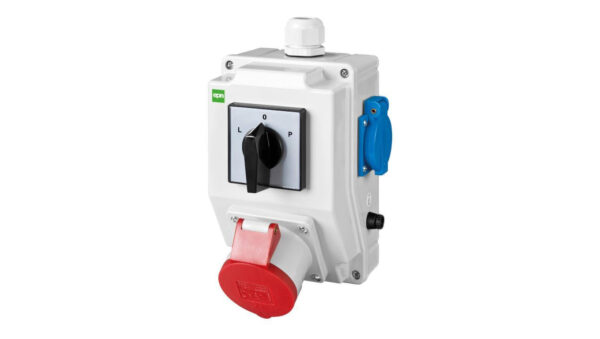 Zestaw instalacyjny z gniazdem 16A 5P+2P+Z RS-Z (L-0-P) czerwony 6272-20