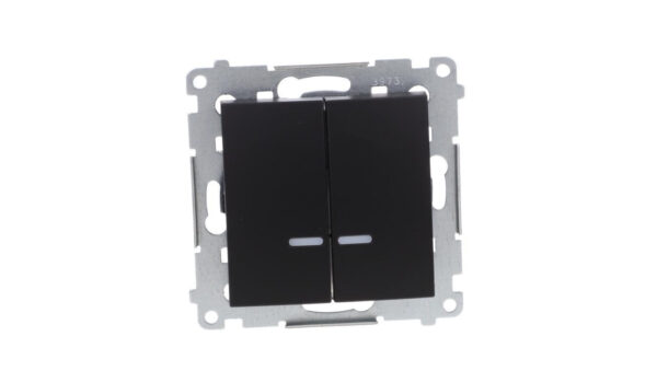 Simon 54 Łącznik świecznikowy z podśw LED i do wersji IP44 (moduł) 10AX 250V szybkozłącza, czarny mat z wkładkę DU1W DW5BL.01/49