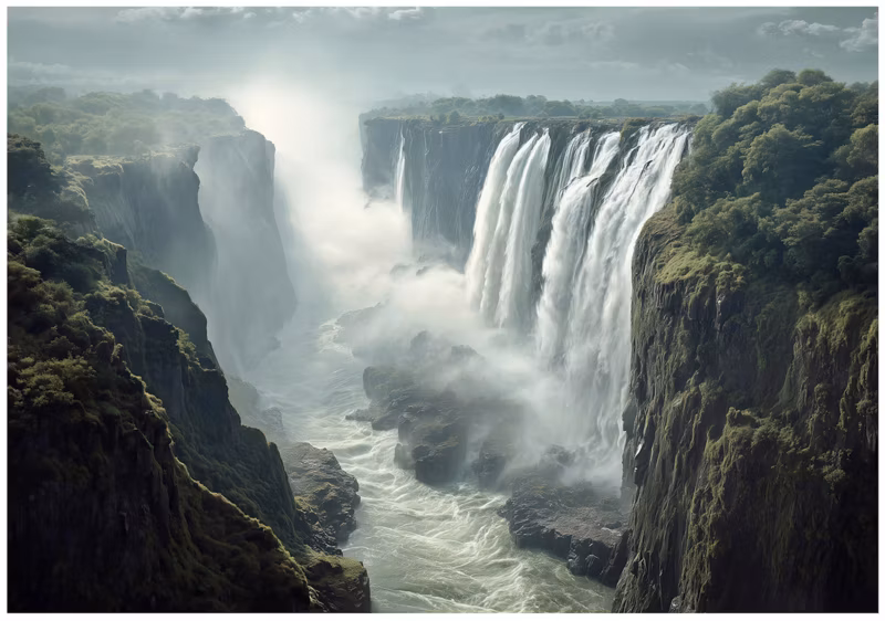 Fototapeta WALLARENA Do Sypialni Salonu Na Flizelinie Wodospad Natura Krajobraz Zielony 300×210 cm 16409VX6 1 szt.