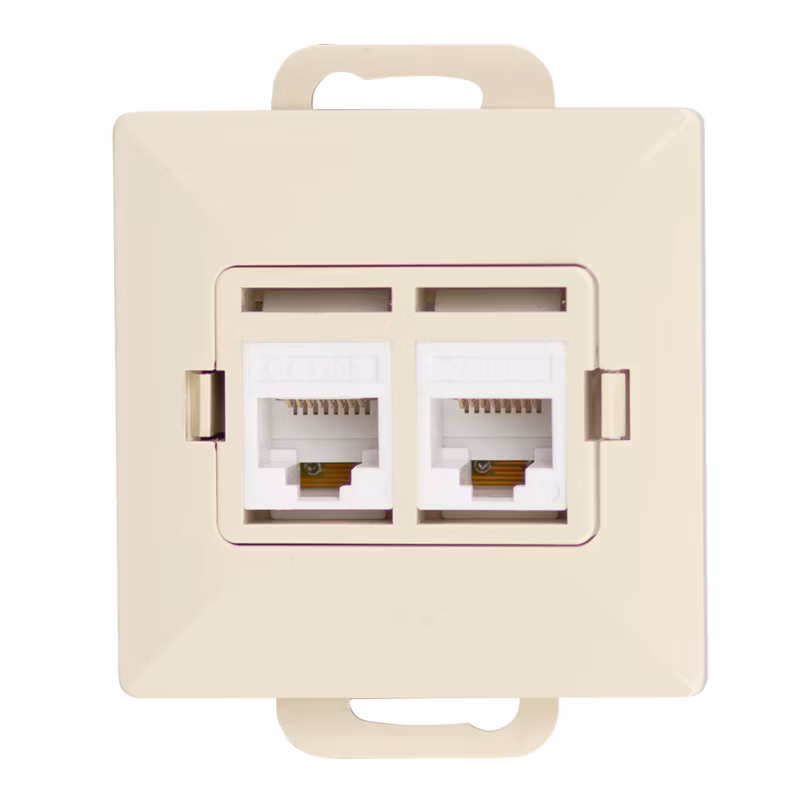 Gniazdo Telefoniczne Podwójne 2X RJ45 Kat.5 Abex Beżowe Podtynkowe 1 szt.
