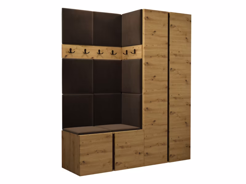 Garderoba MIRJAN 24 Orion III dąb artisan/czarny + brązowy 1 kpl.