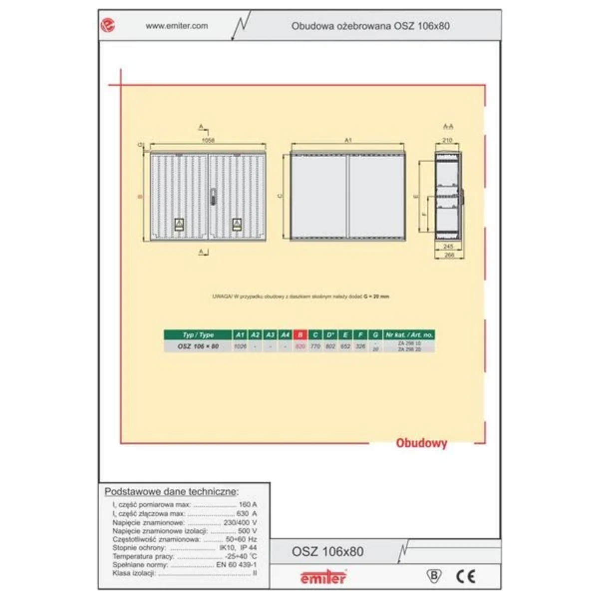 Obudowa ożebrowana OSZ 106 x 80 ZA29810