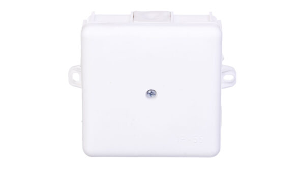 Puszka hermetyczna n/t 86x86x39mm z zaciskiem 5×2,5mm z uszami montaż. IP55 biała 0226-11