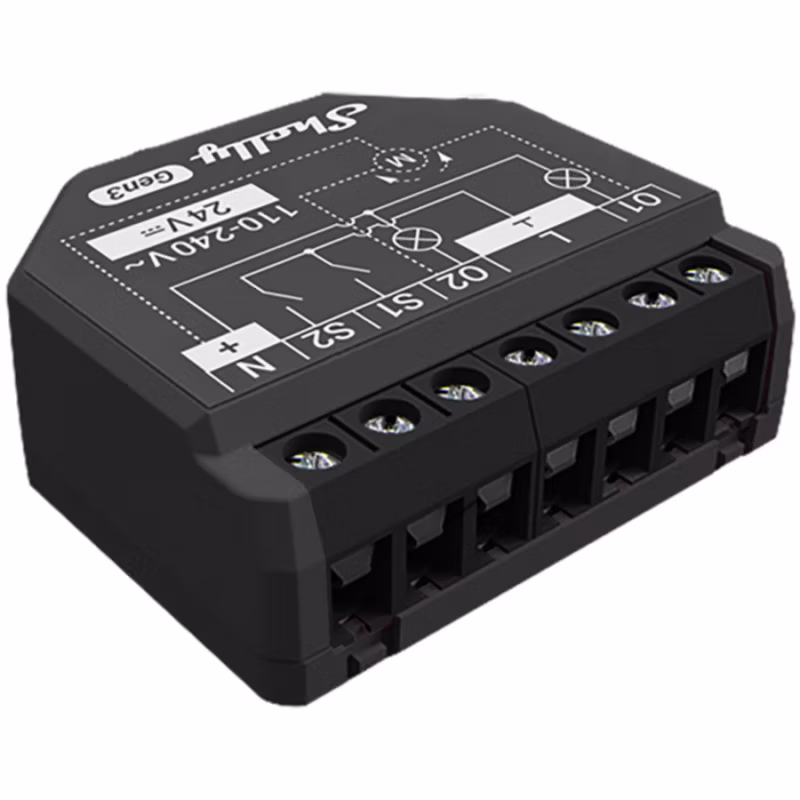 Inteligentny moduł sterowania Shelly 2PM Gen3 Wi-Fi Bluetooth 2-kanałowy pomiar energii, 1 szt.