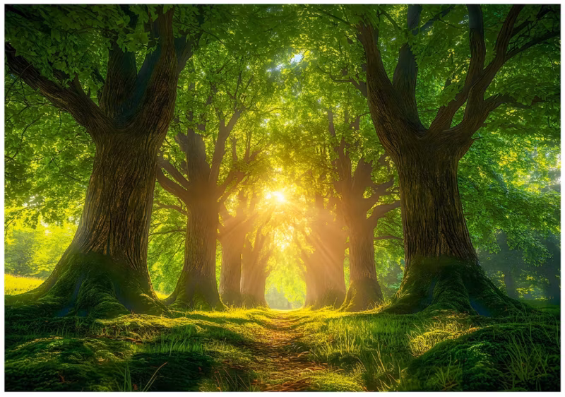 Fototapeta WALLARENA Do Sypialni Salonu Na Flizelinie Las Natura Drzewa Zielony 368×254 cm 16018V8 1 szt.