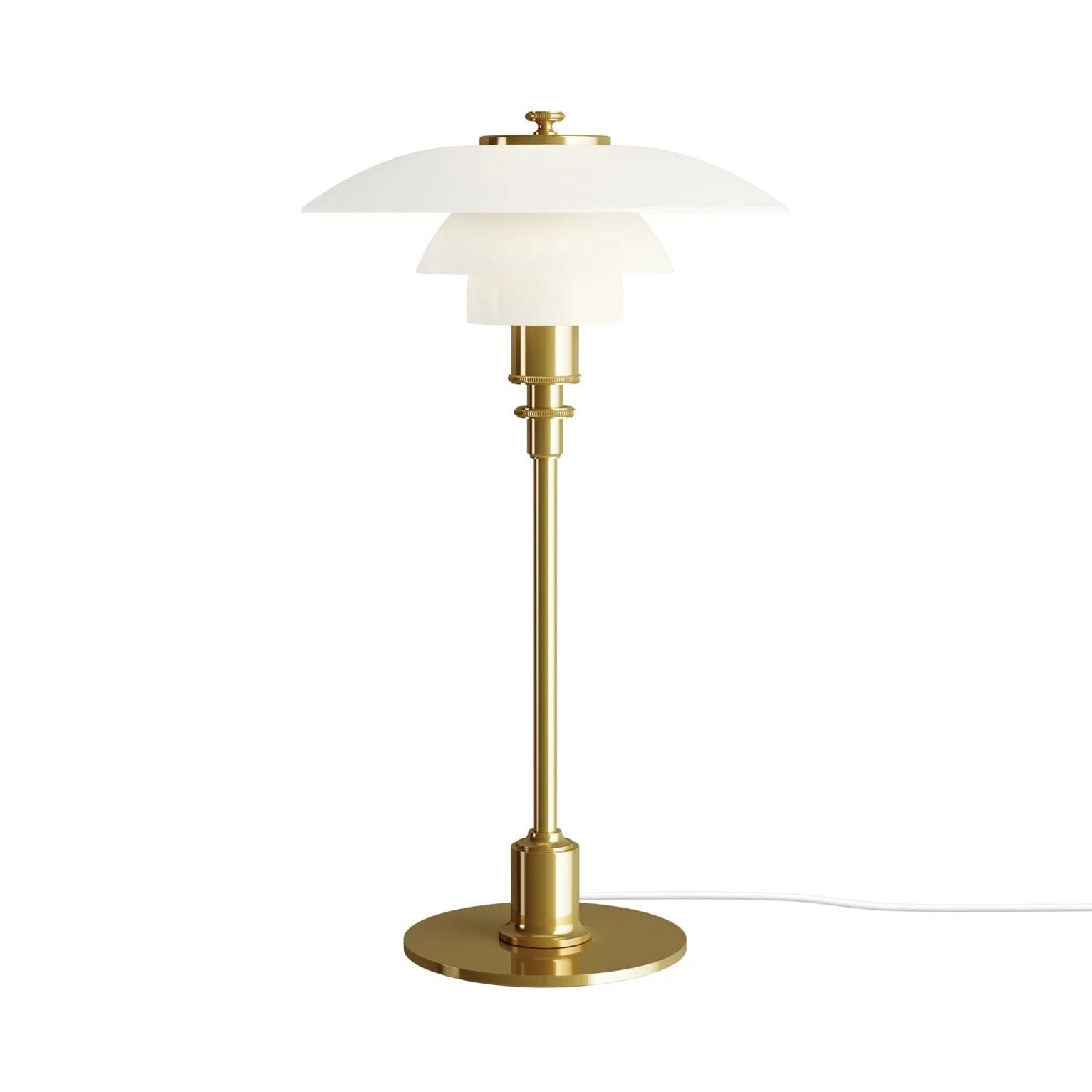 Lampa stołowa PH 2/1 biały z mosiężną podstawą