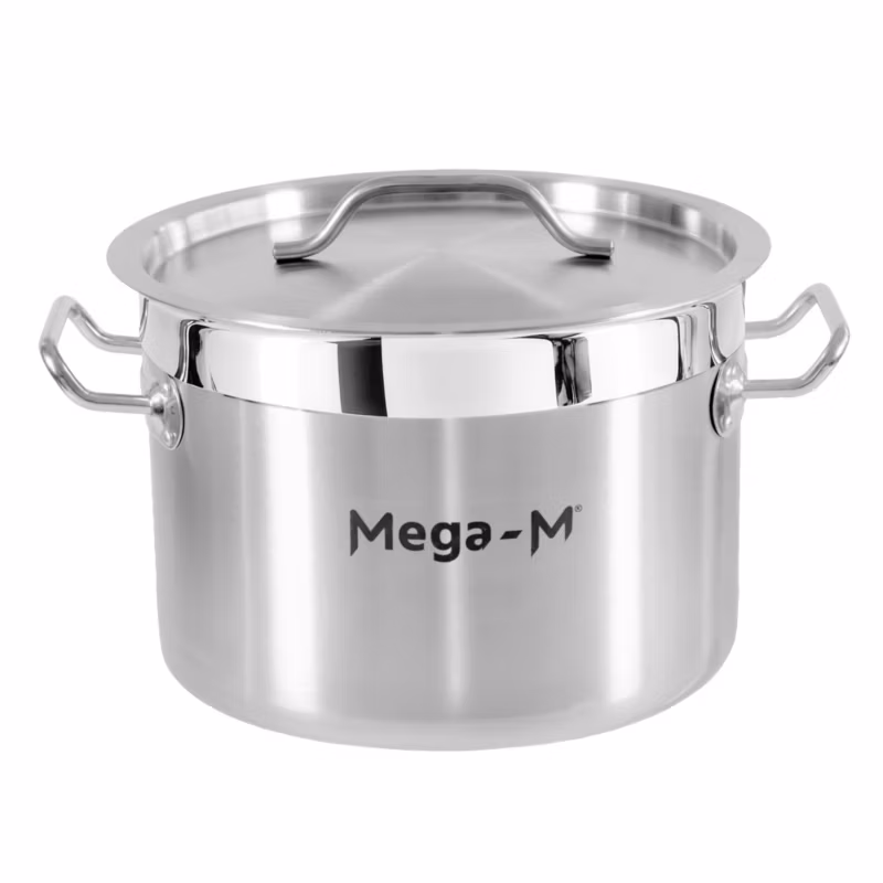 Garnek gastronomiczny średni ze stali nierdzewnej Mega-M PRO z pokrywką 9l 25×18 cm 1szt.
