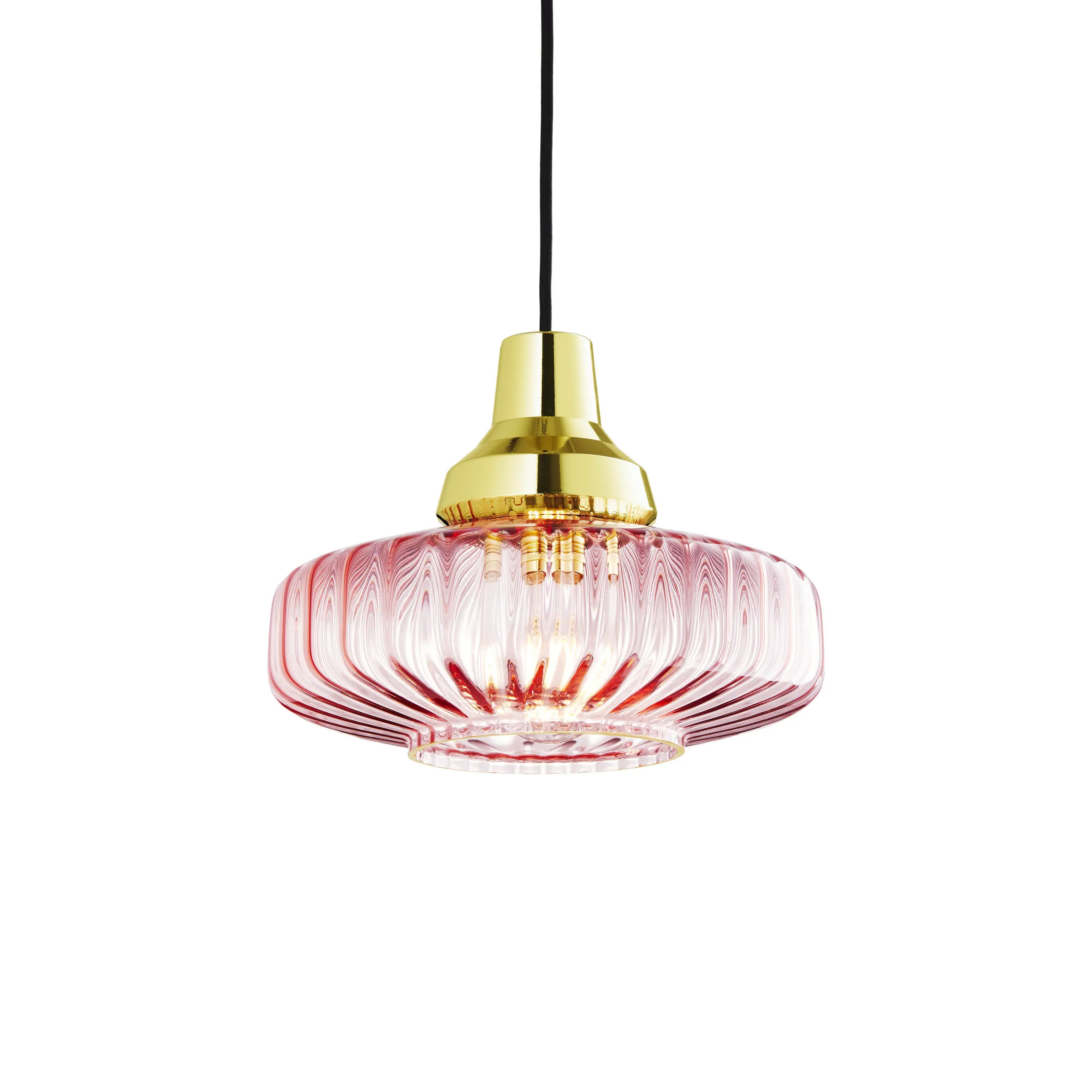 Lampa wisząca NEW WAVE OPTIC różowe szkło ze złotym wykończeniem