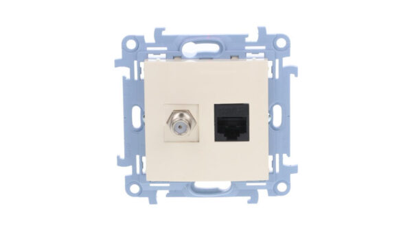 Simon 10 Gniazdo antenowe + komputerowe typu F + RJ45 kat.5e krem CASFRJ455.01/41