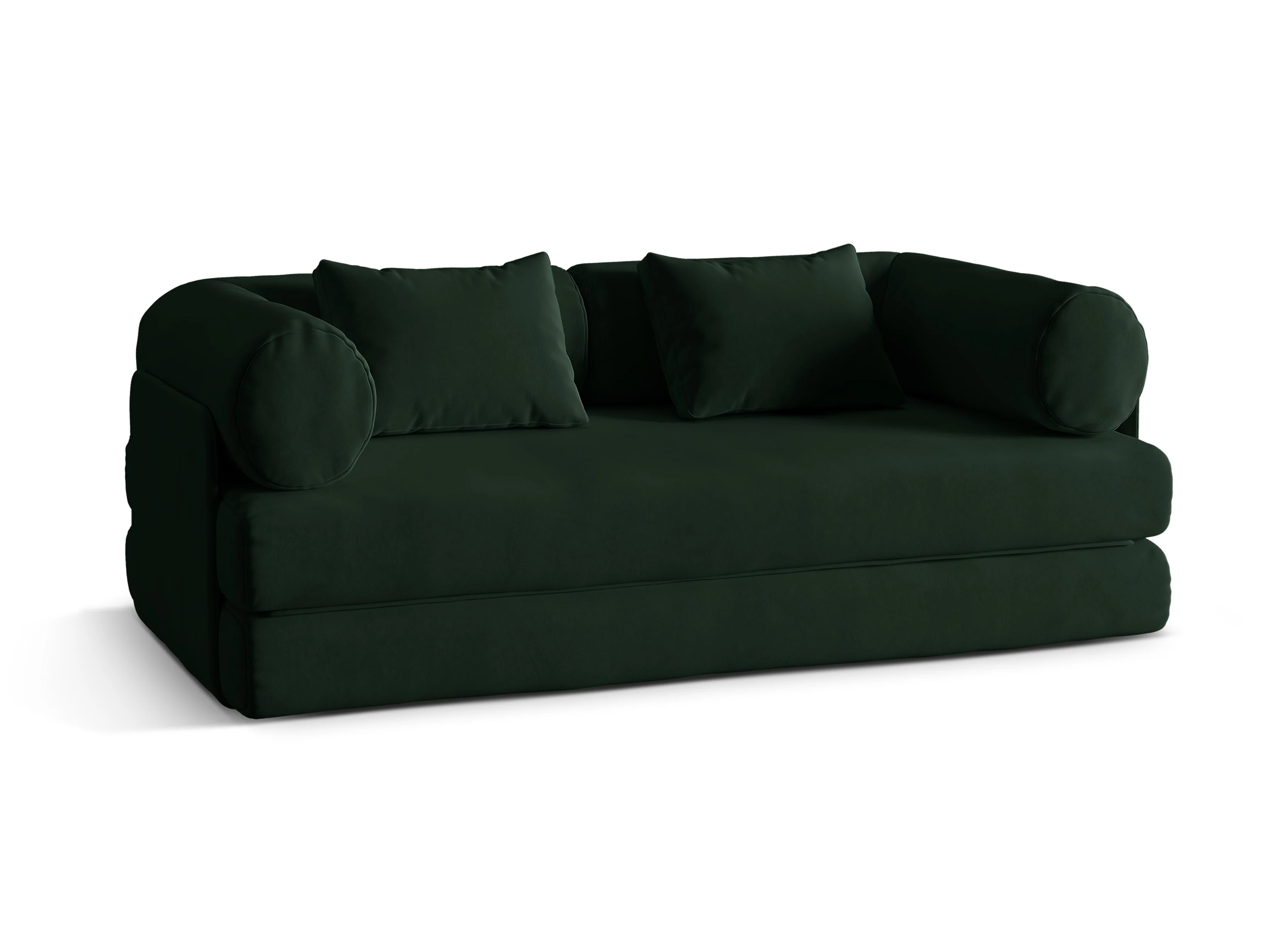 Sofa aksamitna 3-osobowa z funkcją spania DREAMY butelkowy zielony
