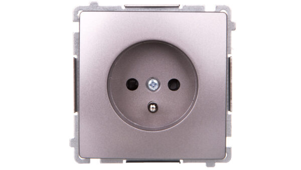Simon Basic Gniazdo pojedyncze z/u z przesłonami stal inox BMGZ1Z.01/21