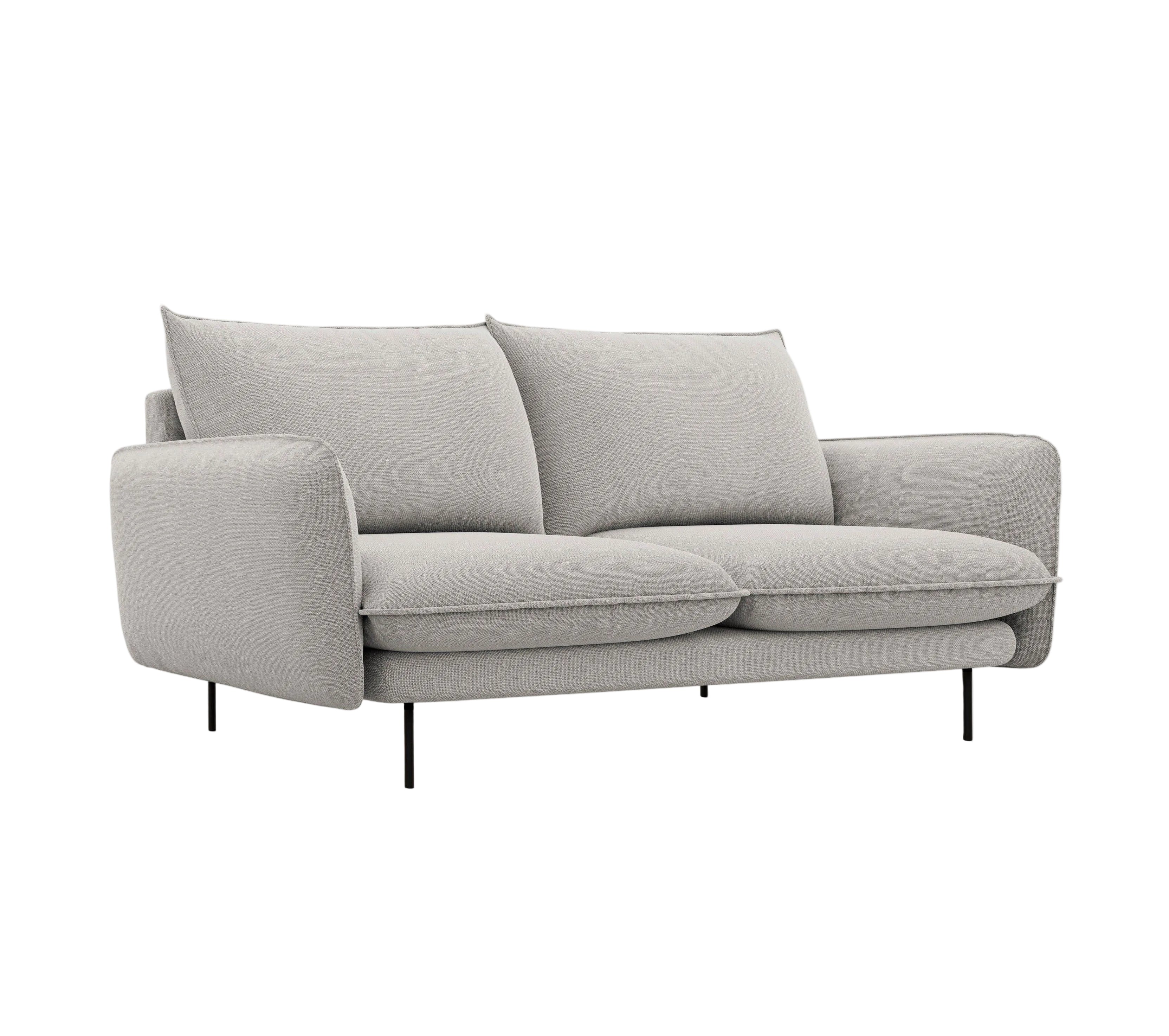 Sofa 2-osobowa VIENNA jasnoszary szenil z czarną podstawą