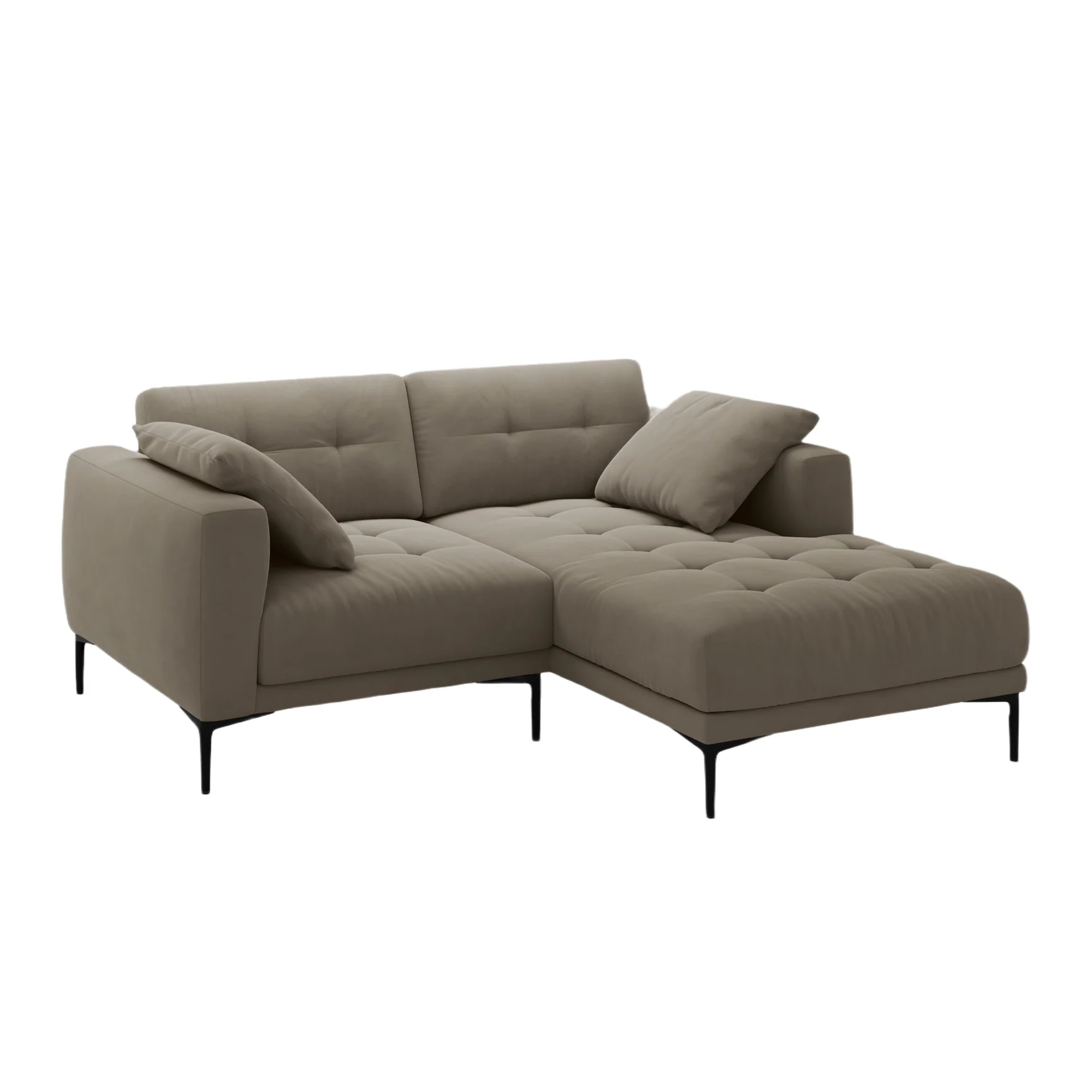 Sofa narożna prawostronna aksamitna BEMY szarobrązowy
