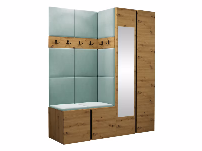 Garderoba MIRJAN 24 Orion XII dąb artisan/czarny + miętowy 1 kpl.