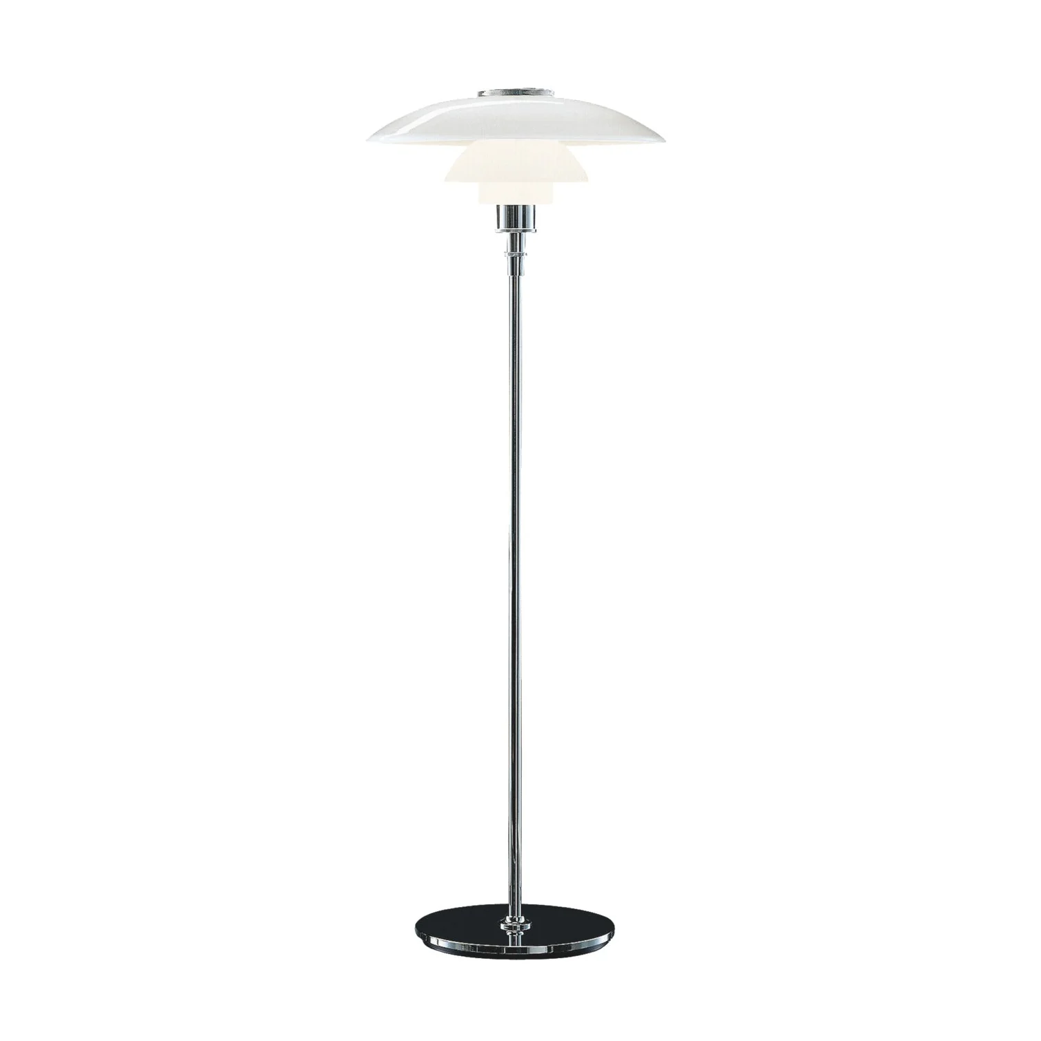 Lampa podłogowa PH 4½-3½ biały z chromowaną podstawą