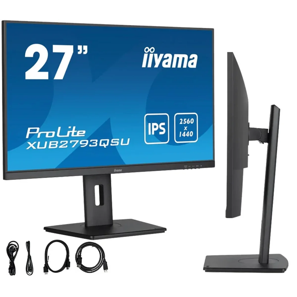 Monitor iiyama ProLite XUB2793QSU-B7 27″ IPS WQHD IPS LED 100Hz 1ms /HDMI, DisplayPort/ hub USB XUB2793QSU-B7