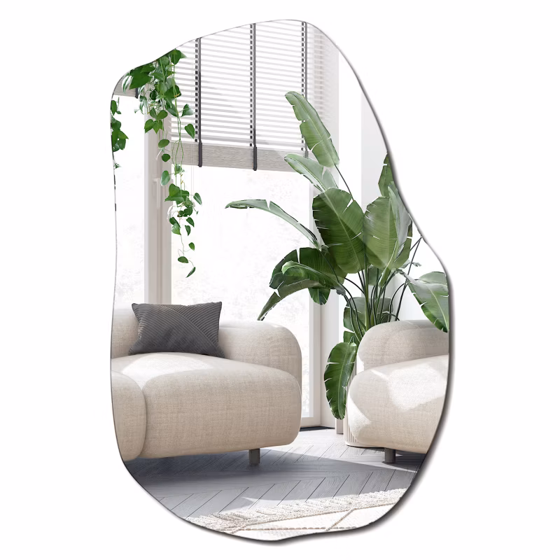 Gładkie Lustro Nieregularne Wallfluent 90 x 59 cm Dekoracyjne Organiczny Kształt 1 szt.