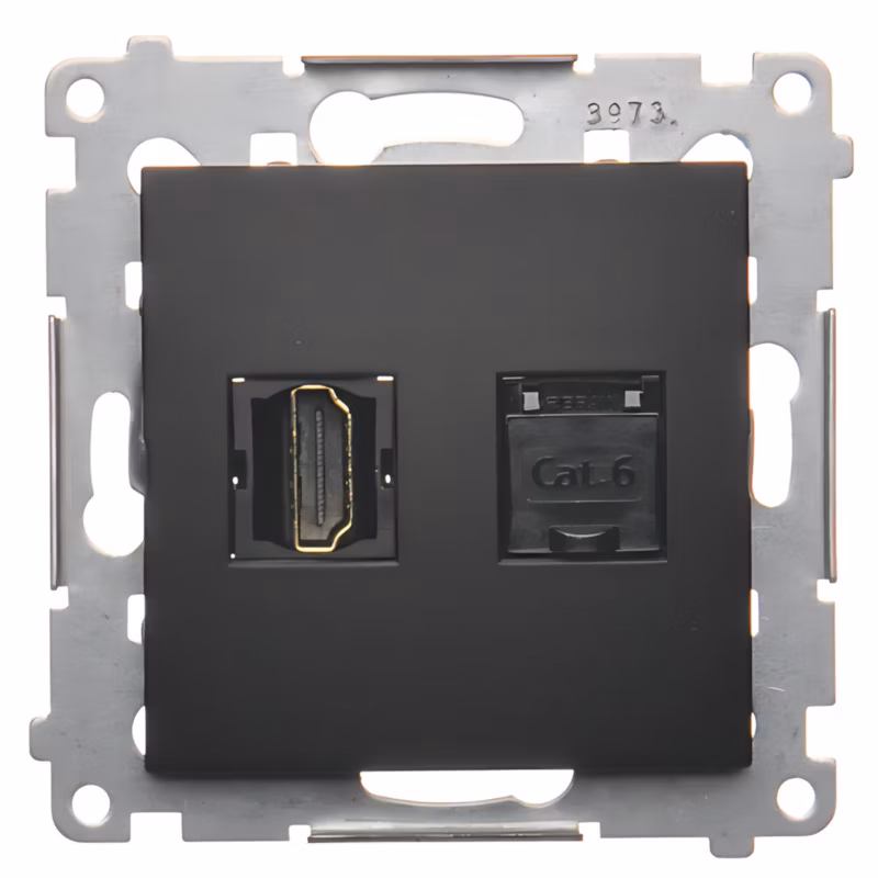 Gniazdo Kombinowane 1X Simon 54 HDMI + RJ45 Kat.6 Czarne Mat 1 szt.