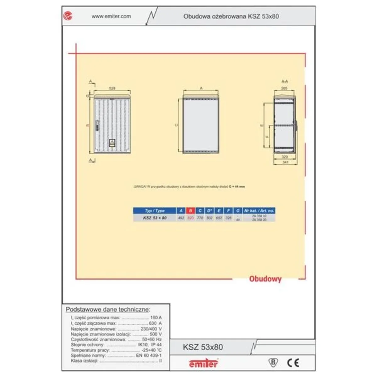 Obudowa ożebrowana KSZ 53 x 80 ZA35810