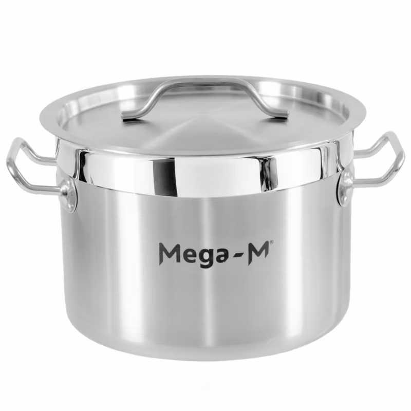 Garnek gastronomiczny średni ze stali nierdzewnej Mega-M PRO z pokrywką 14l 30×20 cm 1szt.