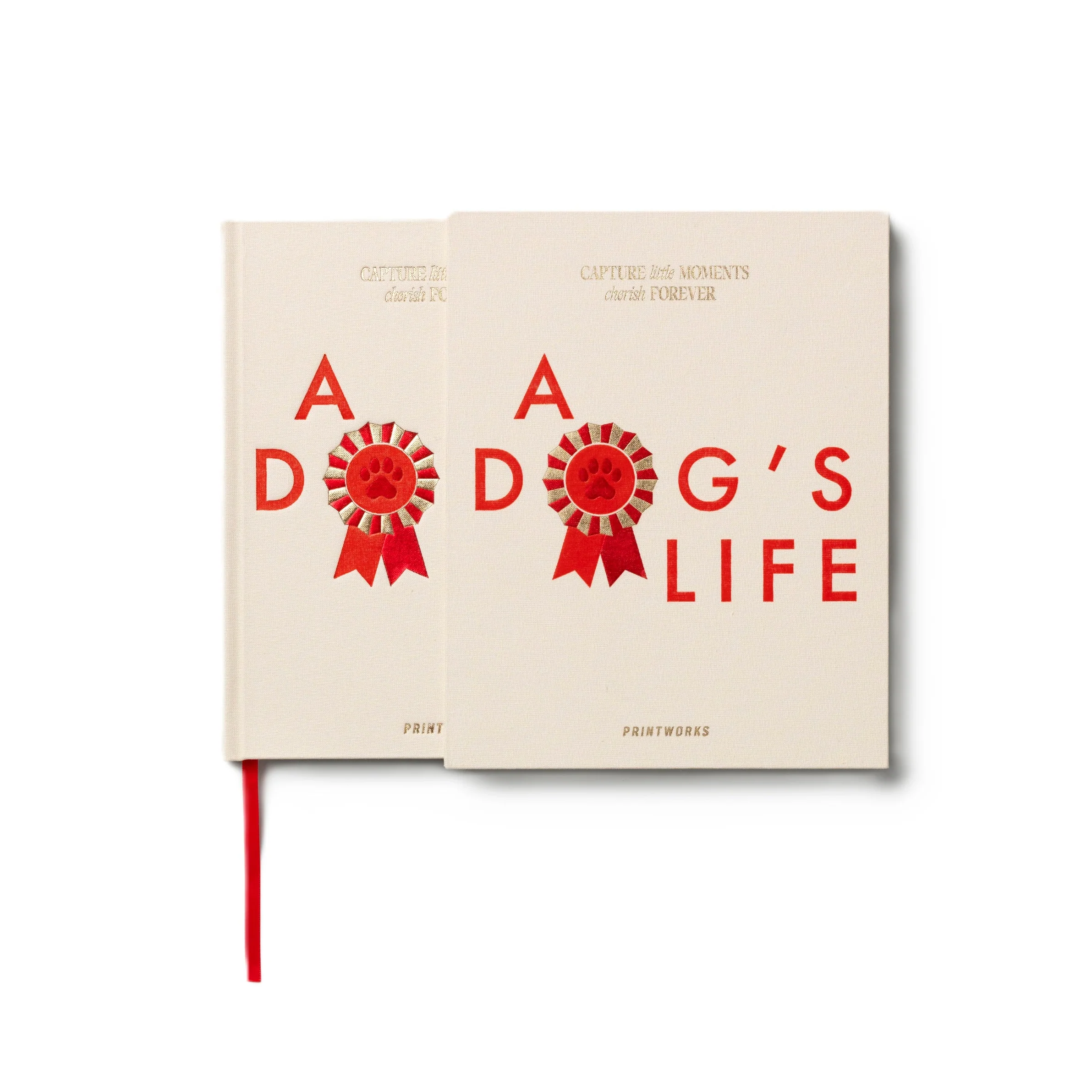 Dziennik A DOG’S LIFE beżowy z czerwonym
