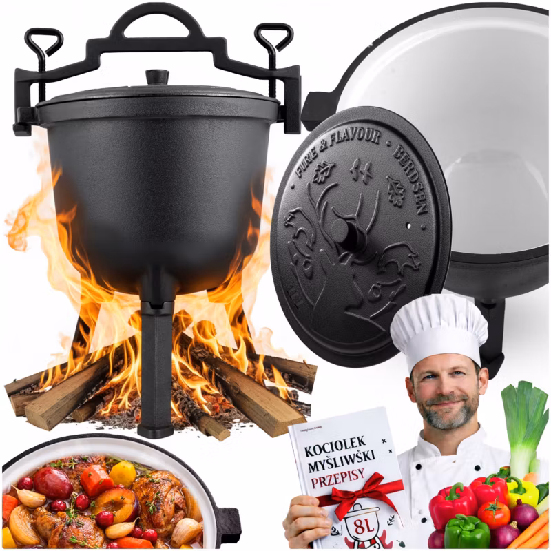 Garnek emaliowany kociołek żeliwny Berdsen BD-481 11L na ognisko grill trwały 1szt.